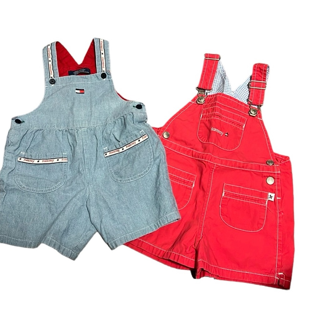 Two vintage Tommy Hilfiger shortalls, toddler 3t